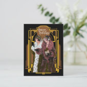 Kerstmis Art Deco Retro Dames Briefkaart (Staand voorkant)