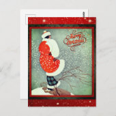 Kerstmis Art Deco Retro Lady Briefkaart (Voorkant / Achterkant)