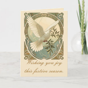 Kerstmis Art Nouveau gestileerde duif illustratie Feestdagen Kaart