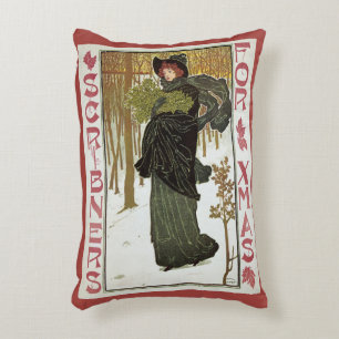 Kerstmis Art Nouveau-omslag van Scribners 1895 Accent Kussen