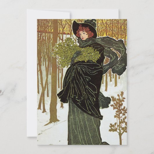 Kerstmis Art Nouveau uitnodiging van Scribners in (Voorkant)