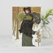 Kerstmis Art Nouveau uitnodiging van Scribners in (Staand voorkant)