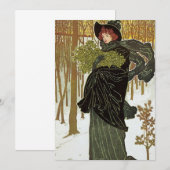 Kerstmis Art Nouveau uitnodiging van Scribners in (Voorkant / Achterkant)