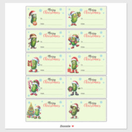 Kerstmis Augurk Cadeaubon Sticker Vel