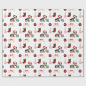Kerstmis Australian Shepherd Kerstman Hoed Patroon Cadeaupapier (Vlak)
