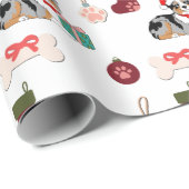 Kerstmis Australian Shepherd Kerstman Hoed Patroon Cadeaupapier (Rol Hoek)