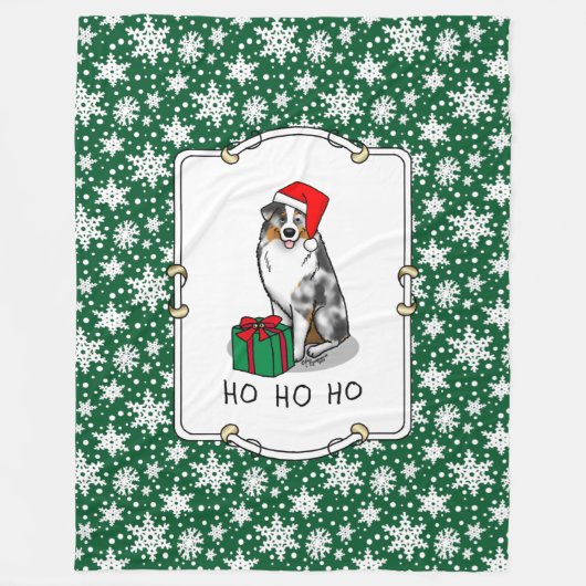 Kerstmis: Australische herder (blauwe kool tan/w 1 Fleece Deken (Voorkant)