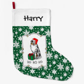 Kerstmis: Australische herder (blauwe kool tan/w 1 Grote Kerstsok (Voorkant)