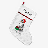 Kerstmis: Australische herder (blauwe kool tan/w 1 Grote Kerstsok (Voorkant (Hangend))