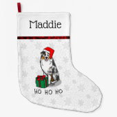 Kerstmis: Australische herder (blauwe kool tan/w 1 Grote Kerstsok (Voorkant)