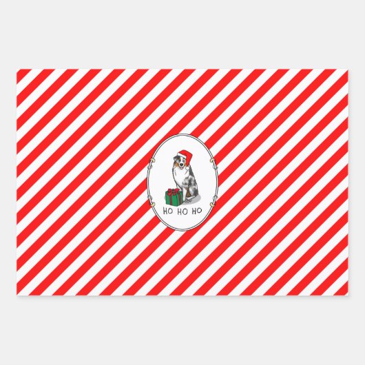 Kerstmis: Australische herder (blauwe kool tan/w 1 Inpakpapier Vel (Voorkant 2)