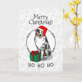 Kerstmis: Australische herder (blauwe kool tan/w 1 Kaart (Gele Bloem)