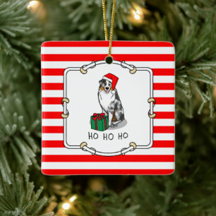 Kerstmis: Australische herder (blauwe kool tan/w 1 Keramisch Ornament