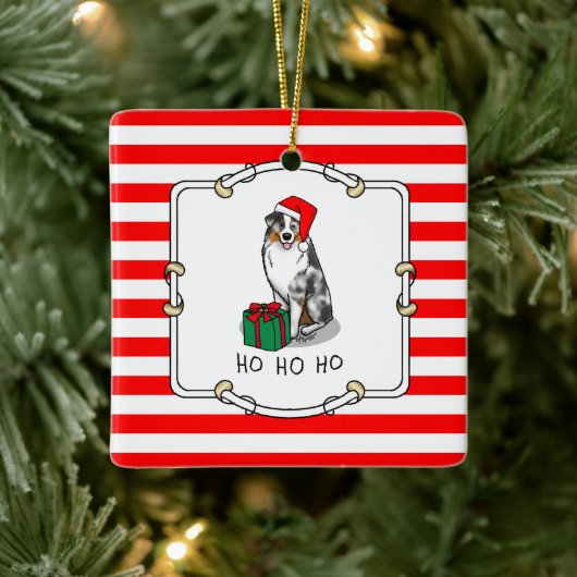 Kerstmis: Australische herder (blauwe kool tan/w 1 Keramisch Ornament (Boom)