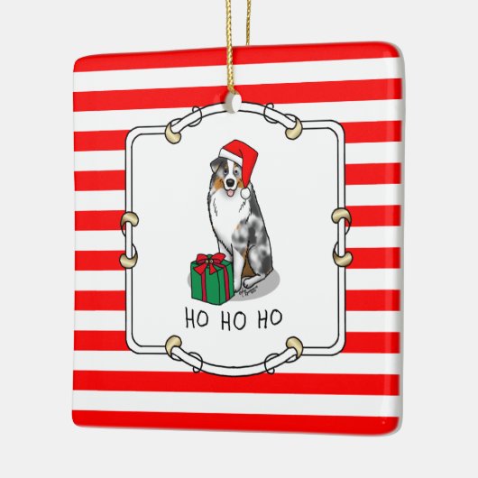 Kerstmis: Australische herder (blauwe kool tan/w 1 Keramisch Ornament (Links)