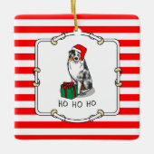 Kerstmis: Australische herder (blauwe kool tan/w 1 Keramisch Ornament (Voorkant)