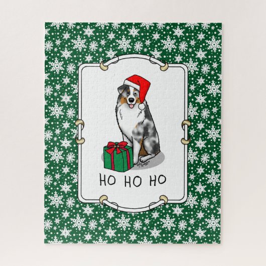 Kerstmis: Australische herder (blauwe kool tan/w 1 Legpuzzel (Verticaal)
