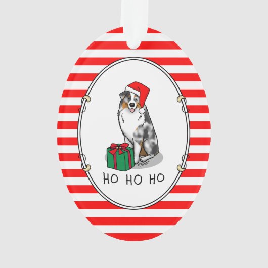 Kerstmis: Australische herder (blauwe kool tan/w 1 Ornament (achterkant)