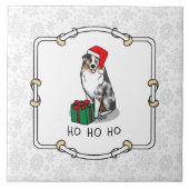 Kerstmis: Australische herder (blauwe kool tan/w 1 Tegeltje (Voorkant)