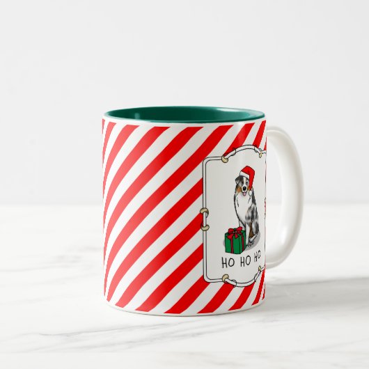 Kerstmis: Australische herder (blauwe kool tan/w 1 Tweekleurige Koffiemok (Voorkant rechts)