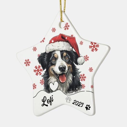 Kerstmis Australische Herder gepersonaliseerd Keramisch Ornament (Links)