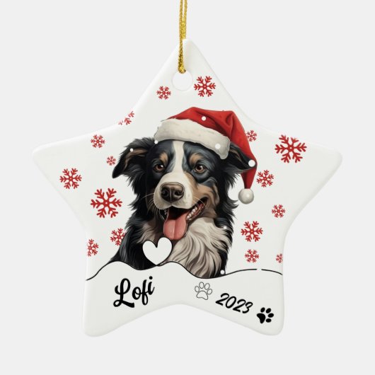 Kerstmis Australische Herder gepersonaliseerd Keramisch Ornament (Voorkant)