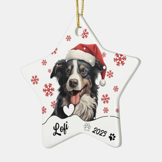 Kerstmis Australische Herder gepersonaliseerd Keramisch Ornament (Links)