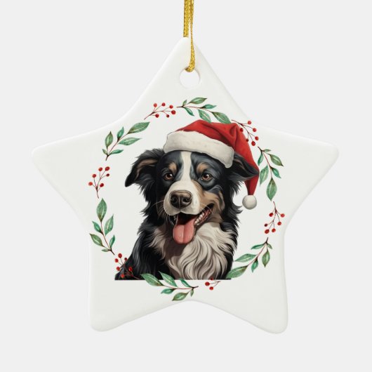 Kerstmis Australische Herder gepersonaliseerd Keramisch Ornament (Achterkant)