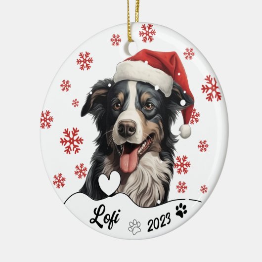 Kerstmis Australische herder hond gepersonaliseerd Keramisch Ornament (Links)