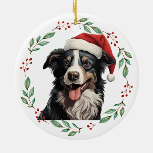 Kerstmis Australische herder hond gepersonaliseerd Keramisch Ornament (Achterkant)