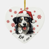 Kerstmis Australische herder hond gepersonaliseerd Keramisch Ornament (Voorkant)