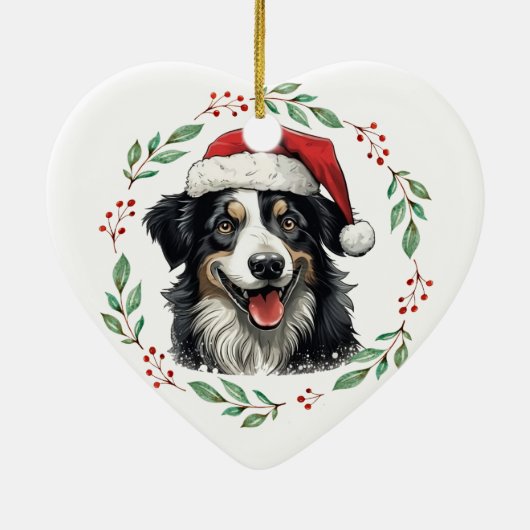Kerstmis Australische herder hond gepersonaliseerd Keramisch Ornament (Achterkant)