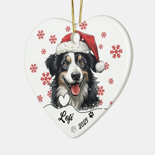 Kerstmis Australische herder hond gepersonaliseerd Keramisch Ornament (Links)