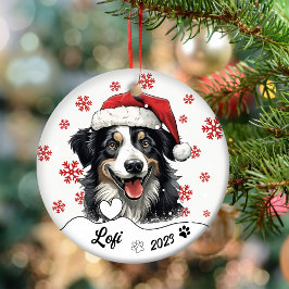 Kerstmis Australische herder hond gepersonaliseerd Keramisch Ornament