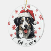 Kerstmis Australische herder hond gepersonaliseerd Keramisch Ornament (Links)