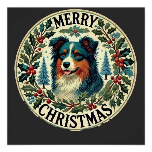 Kerstmis Australische herder Perfect Poster (Voorkant)
