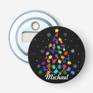 Kerstmis autisme button flesopener
