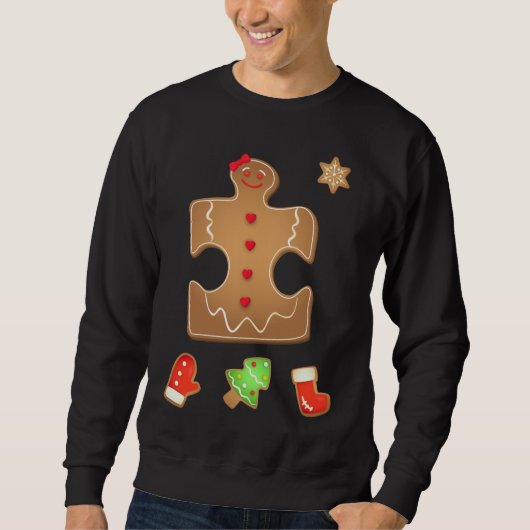 Kerstmis Autisme Gingerbread Puzzel Autisme Paar' Trui (Voorkant)