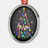 Kerstmis autisme metalen ornament (Links)