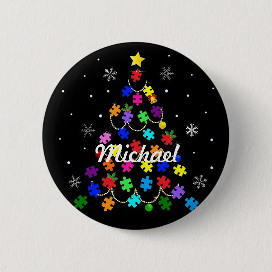 Kerstmis autisme ronde button 5,7 cm (Voorkant)