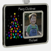 Kerstmis autisme verzilverd omlijst ornament (Rechts)