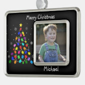 Kerstmis autisme verzilverd omlijst ornament (Links)