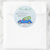 Kerstmis auto bewegende aankondiging verplaatsen ronde sticker (Tas)