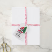 Kerstmis Auto en Boom Vakantie Cadeaubijsluiter Cadeaulabel (Met Touw)