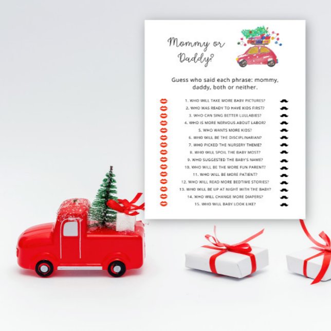 Kerstmis auto mama of papa baby shower spel (Creator heeft geüpload)