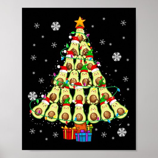 Kerstmis Avocado Lover Santa Elf Rendier Avocado Poster (Voorkant)