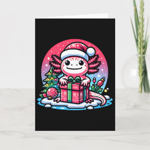 Kerstmis Axolotl Kerstman Hoed Jongen Meisje Kinde Kaart