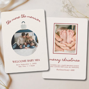 Kerstmis Baby Aankondiging 2-Foto Kaart