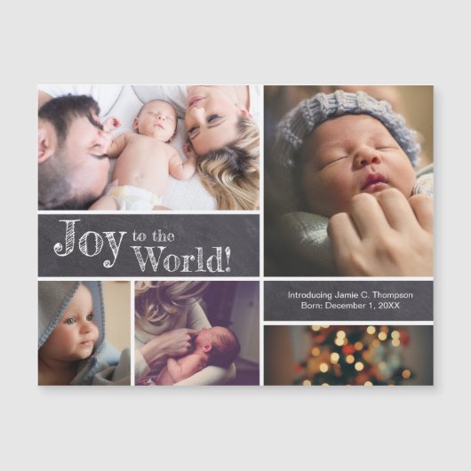 Kerstmis Baby Birth Announounding Foto Collage (Voorkant)