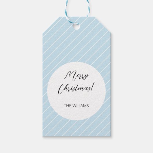Kerstmis Baby Blauw Eenvoudig Modern Geometrisch Cadeaulabel (Voorkant)